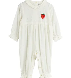 Heldragter|Mini Rodini Heldragt - Strawberry Schiffli - Hvid