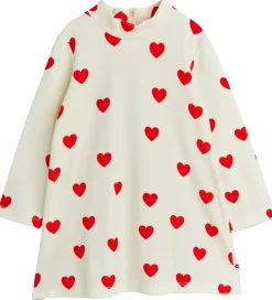 Kjoler|Mini Rodini Kjole - Velour - Hearts - Hvid