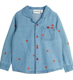 Skjorter|Mini Rodini Skjorte - Denim - Blå m. Hjerter