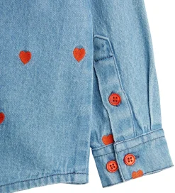 Skjorter|Mini Rodini Skjorte - Denim - Blå m. Hjerter