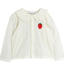 Skjorter|Mini Rodini Skjorte - Strawberry Schiffli - Hvid