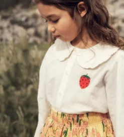 Skjorter|Mini Rodini Skjorte - Strawberry Schiffli - Hvid