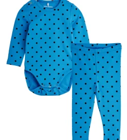 Unisex-Tøj|Leggings|Mini Rodini Sæt - Leggings/Body l/æ - Polka Dots - Blå