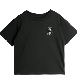 Unisex-Tøj|T-Shirts|Mini Rodini T-shirt - Panther patch - Sort