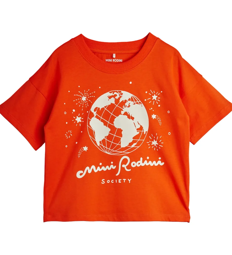 Unisex-Tøj|T-Shirts|Mini Rodini T-shirt - Society - Rød