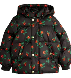 Vinterjakker|Mini Rodini Vinterjakke - Lingonberries Hooded Puffer - Sort