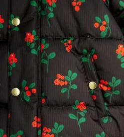 Vinterjakker|Mini Rodini Vinterjakke - Lingonberries Hooded Puffer - Sort