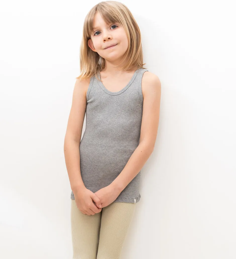 Toppe|Minimalisma Top - Rib - Silke/Bomuld - Billund - Grey Melange