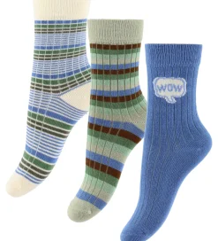 Strømper|MiniPop Strømper - Bambus - 3-pak - Blue Mix