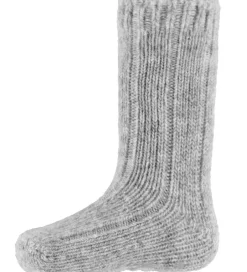 Strømper|Uld|MiniPop Strømper - Uld - Rib - Skridsikre - Light Grey Melange