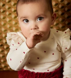 Bodyer|Minymo Body l/æ - Rib - Eggnog m. Hjerter