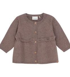 Cardigans|Striktrøjer|Minymo Cardigan - Strik - Dark Brown Melange