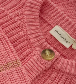 Striktrøjer|Minymo Cardigan - Strik - Rib - Strawberry Ice