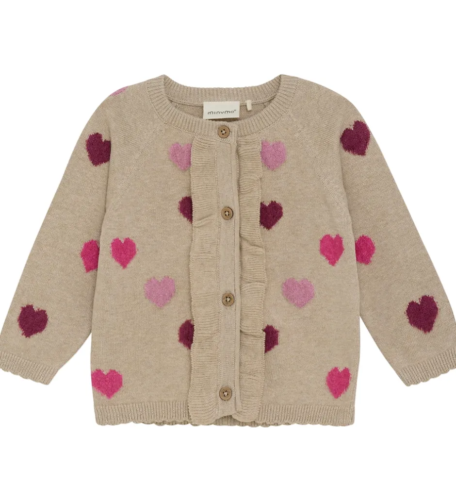 Striktrøjer|Minymo Cardigan Knit - Beige Melange