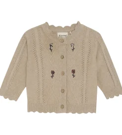 Striktrøjer|Minymo Cardigan Knit - Beige Meleret