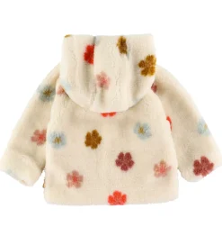 Fleece|Minymo Fleecejakke - Sandshell m. Blomster