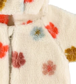 Fleece|Minymo Fleecejakke - Sandshell m. Blomster