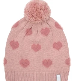 Huer Og Hatte|Minymo Hue - Strik - Misty Rose m. Hjerter/Kvast