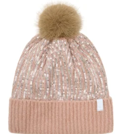 Huer Og Hatte|Minymo Hue - Strik - Misty Rose m. Pailletter/Kvast