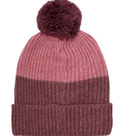 Huer Og Hatte|Minymo Hue m. Fleece - Uld/Akryl - Catawba Grape m. Kvast