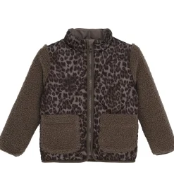 Fleece|Minymo Jakke - Chocolate Chip m. Leopardprint