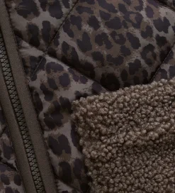 Fleece|Minymo Jakke - Chocolate Chip m. Leopardprint