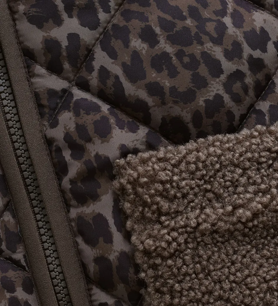 Fleece|Minymo Jakke - Chocolate Chip m. Leopardprint