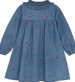 Kjoler|Minymo Kjole - Denim - Ombre Blue m. Kirsebær