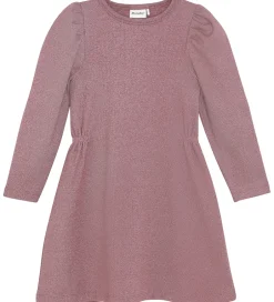Kjoler|Minymo Kjole - Glitter - Rib - Rose Brown