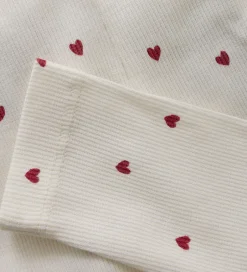 Leggings|Minymo Leggings - Rib - Eggnog m. Hjerter