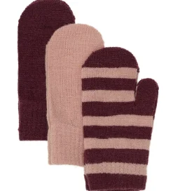 Uld|Handsker Og Luffer|Minymo Luffer - 3-pak - Uld - Strik - Catawba Grape