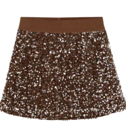 Nederdele|Minymo Nederdel - Velour - Woodrose m. Pailletter