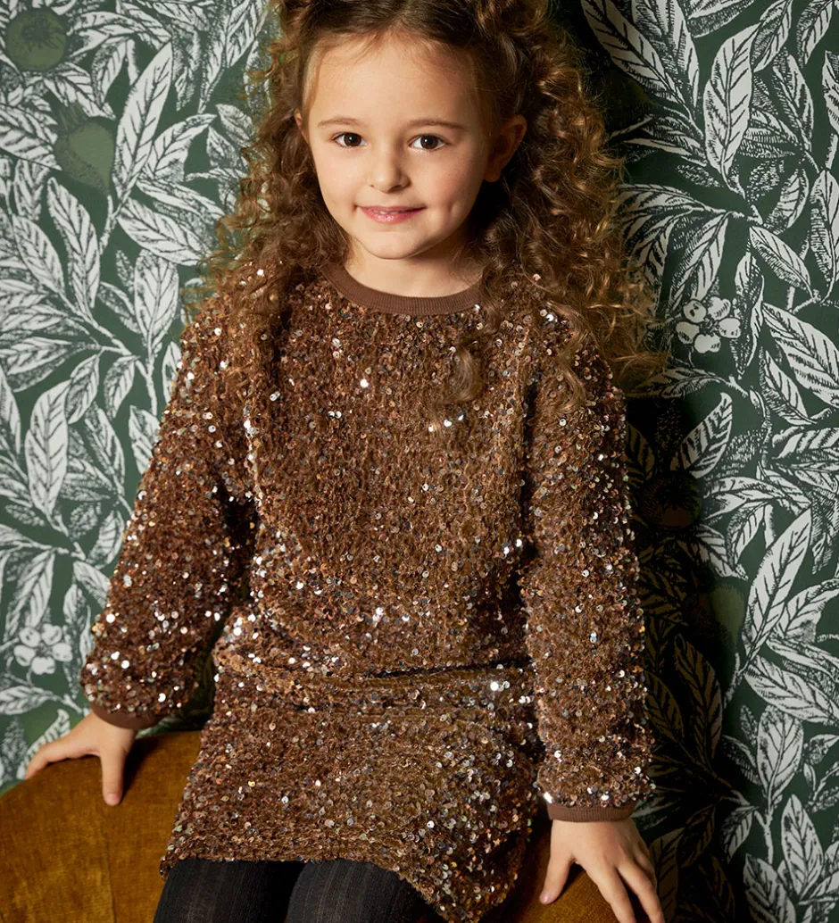 Nederdele|Minymo Nederdel - Velour - Woodrose m. Pailletter