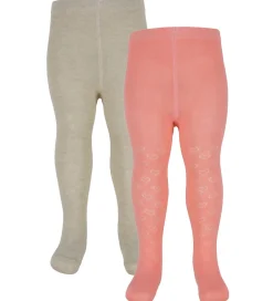 Strømpebukser|Minymo Strømpebukser - 2-pak - Strawberry Ice m. Hulmønster