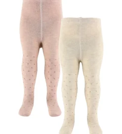 Uld|Basis|Minymo Strømpebukser - 2-pak - Viskose/Uld - Burnished Lilac/Bei