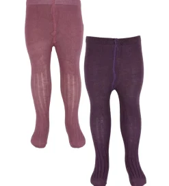 Strømpebukser|Minymo Strømpebukser - Uld - Rib - 2-Pak - Orchid Haze