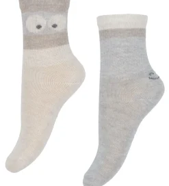 Strømper|Minymo Strømper - 5-pak - Gråmeleret/Beige m. Print