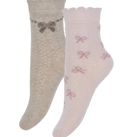 Strømper|Minymo Strømper - 2-pak - Shell/beige m. Print