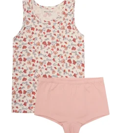 Undertøj|Minymo Undertøj - 2-pak - Sandshell/Rosa m. Blomster