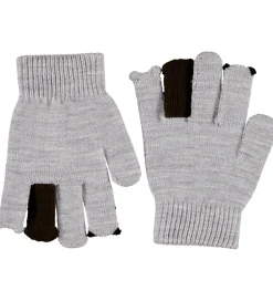 Handsker Og Luffer|Molo Handsker - Strik - Kaapo - Grey Melange m. Dyr