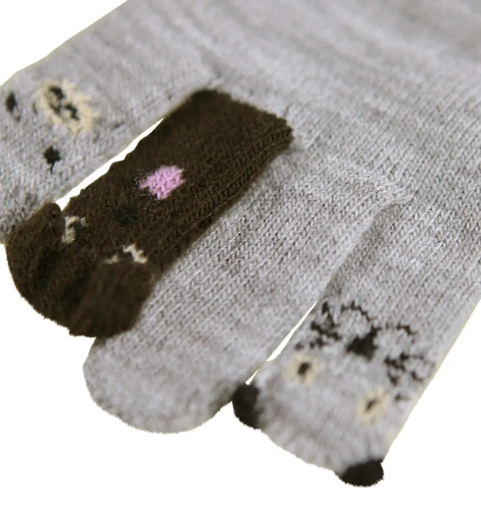 Handsker Og Luffer|Molo Handsker - Strik - Kaapo - Grey Melange m. Dyr