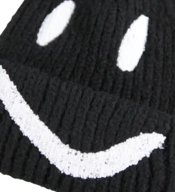 Huer Og Hatte|Molo Hue - Strik/Rib - Kim - Sort m. Smiley