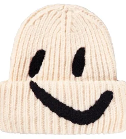 Huer Og Hatte|Molo Hue - Strik/Rib - Kim - Vanilla m. Smiley