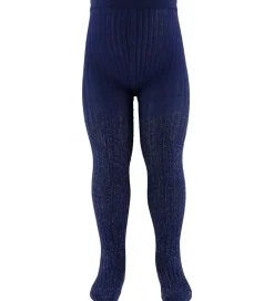 Strømpebukser|Molo Strømpebukser - Glitter Rib - Warm Blue