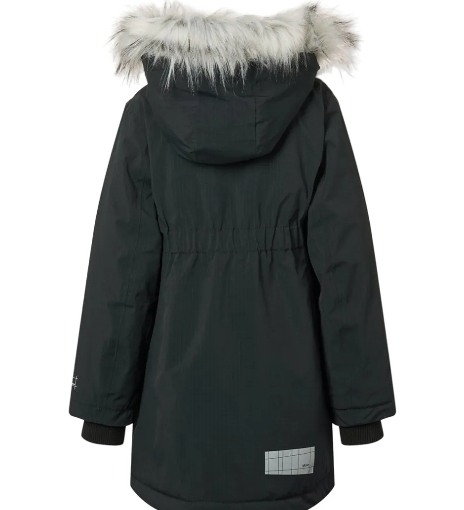 Vinterjakker|Molo Vinterfrakke - Peace - Sort m. Imiteret Pels