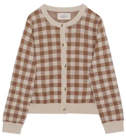 Striktrøjer|Monsieur Mini Cardigan - Gingham - Offwhite/Toffee