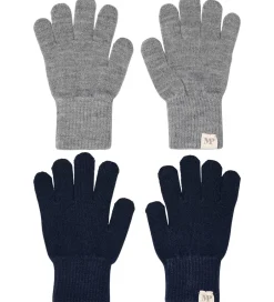 Handsker Og Luffer|MP Handsker - Uld - Comfy - 2-pak - Mix Lysegråmeleret/Peacoat B