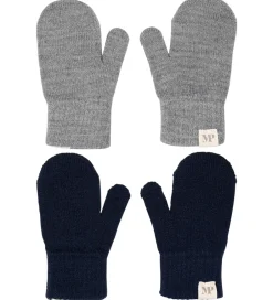 Handsker Og Luffer|MP Luffer - Comfy - Uld - 2-pak - Mix Lysegråmeleret/Peacoat Blu