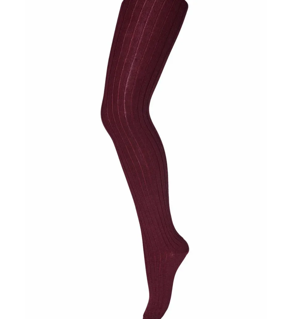 Strømpebukser|MP Strøebukser - Uld - Rib - Wine Red