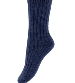 Strømper|Uld|MP Strøer - Rib - Uld/Viskose - Bellie - Dark Denim Melange